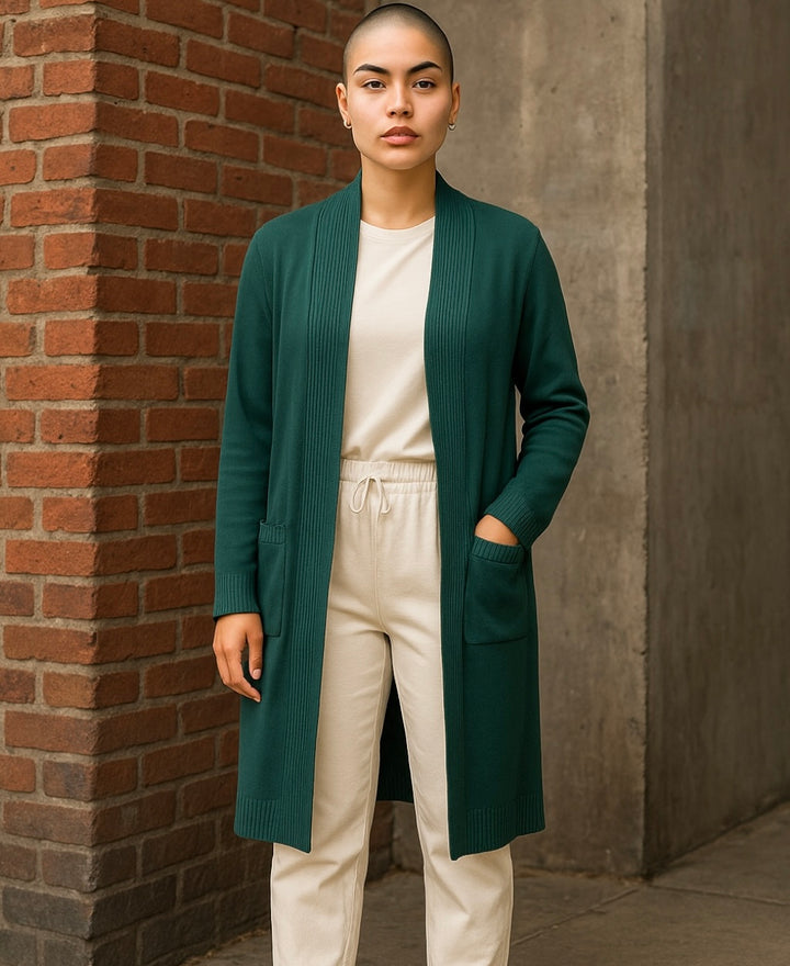 Ribbed Pointelle Cardigan