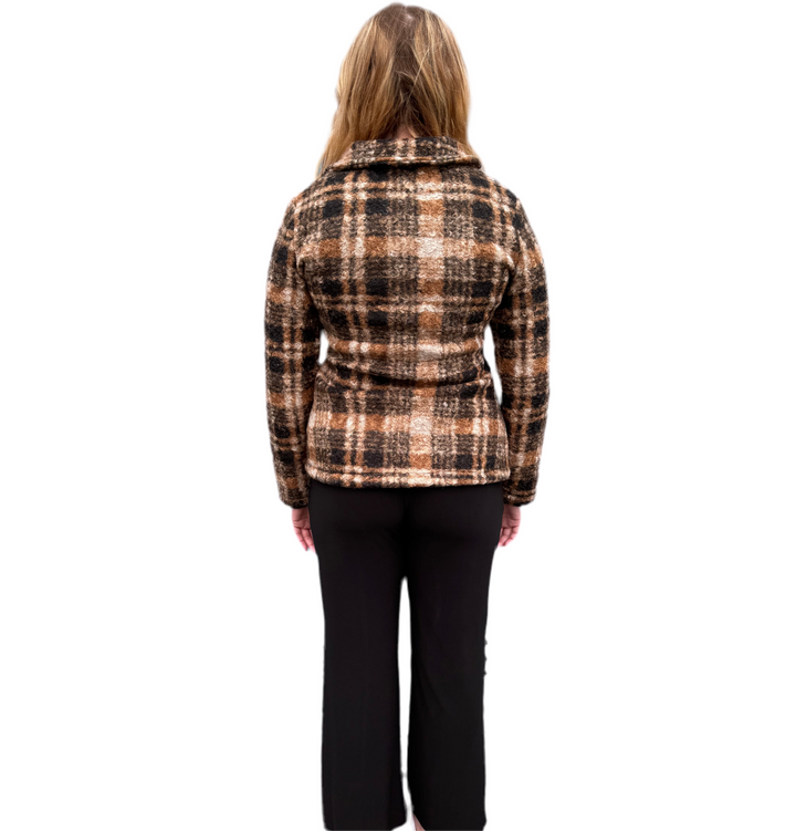 Blazer Style Fitted Plaid Jacket - Size Small