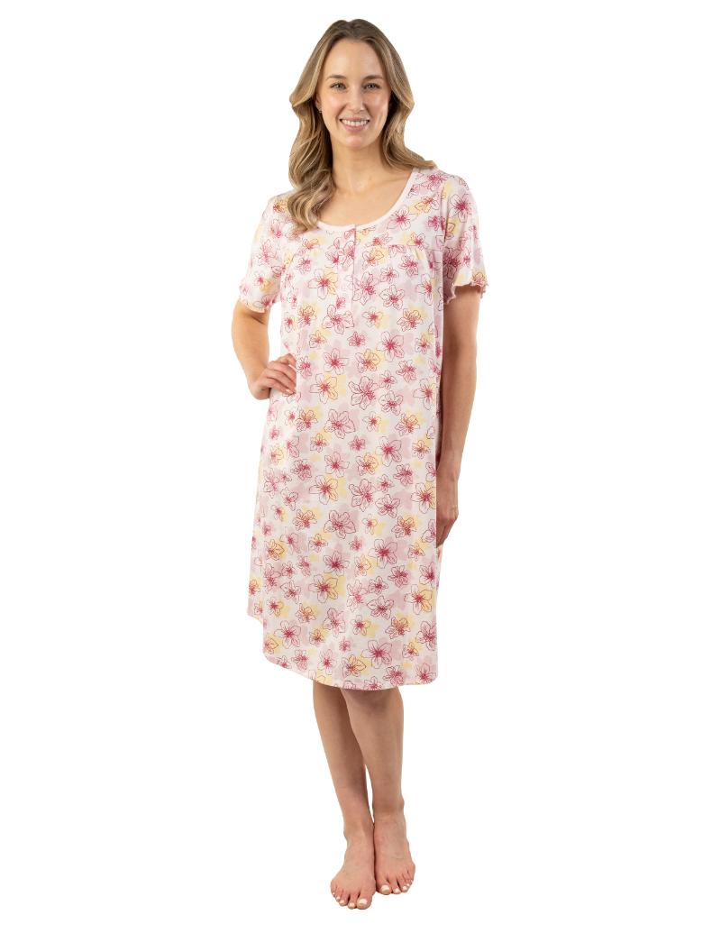 Floral Knit Short Sleeve Nightgown