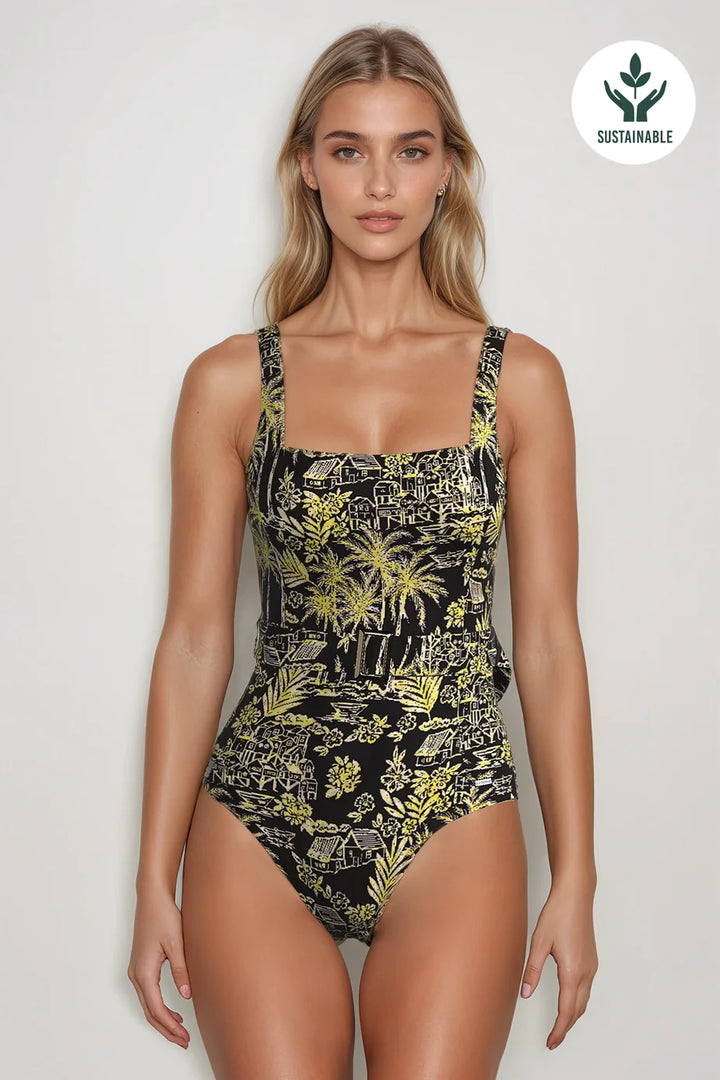 Tropadelic Days Belted One-Piece Swimsuit