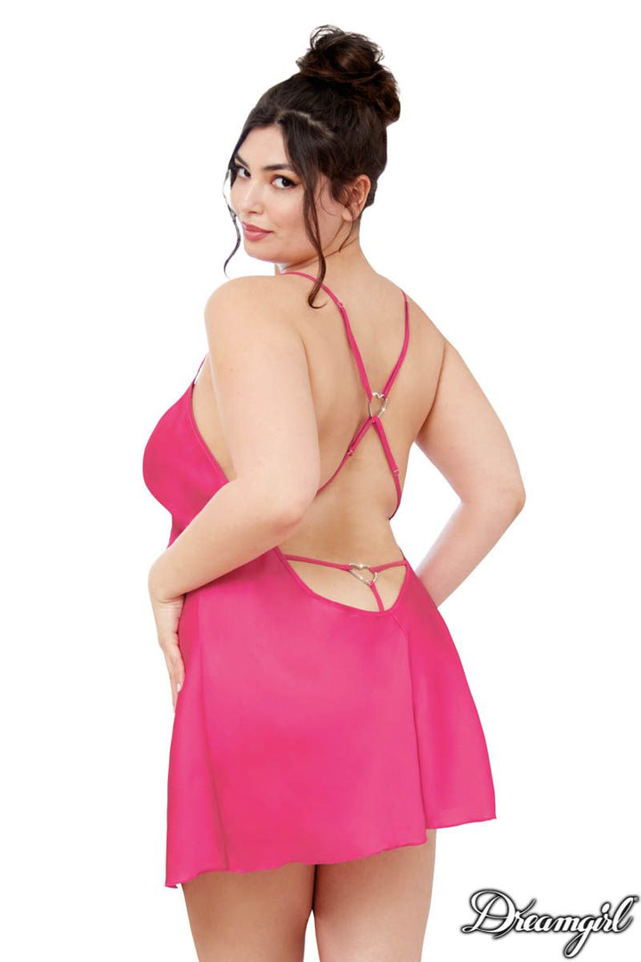 Dreamgirl Satin Heart Ring Chemise