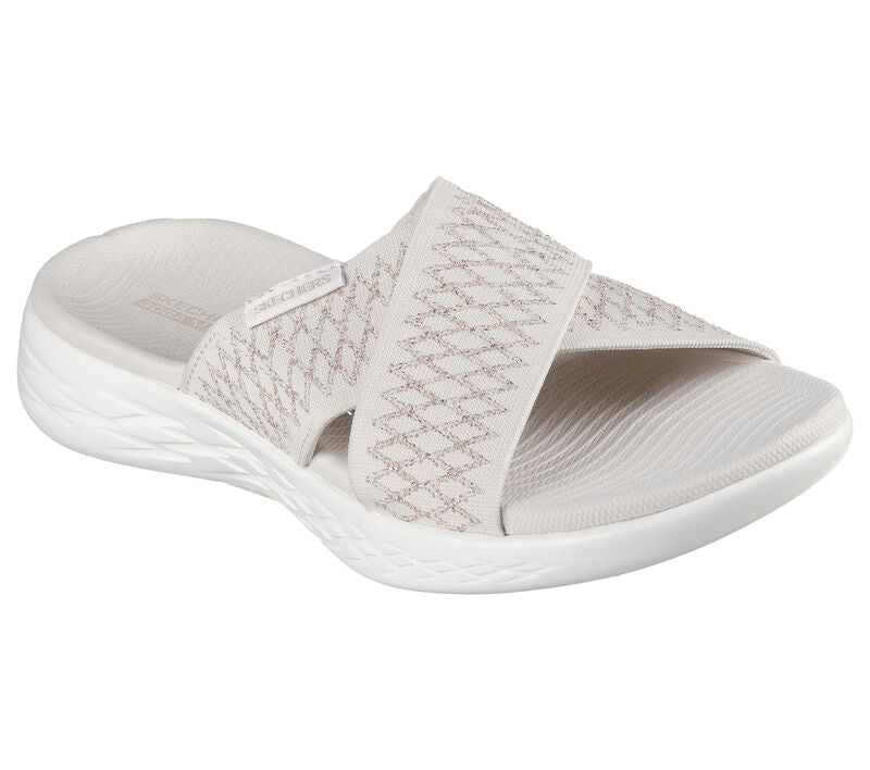 Skechers Women s On The Go 600 Enchanted Sandal in Natural Size 6 Medium