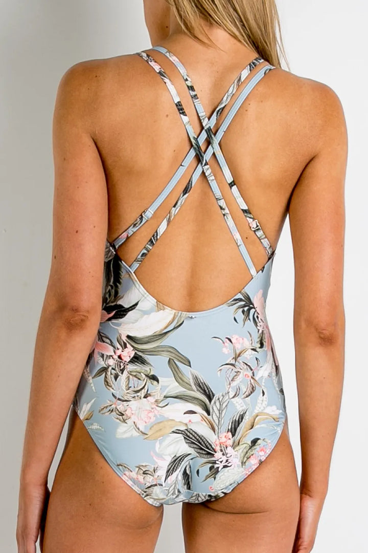 Azura La Jungle Multi Cross Adjustable Swimsuit - Steel