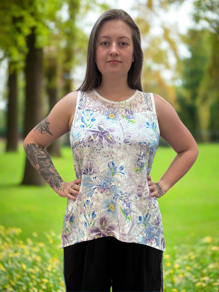 Hi-Low Printed Sleeveless Top