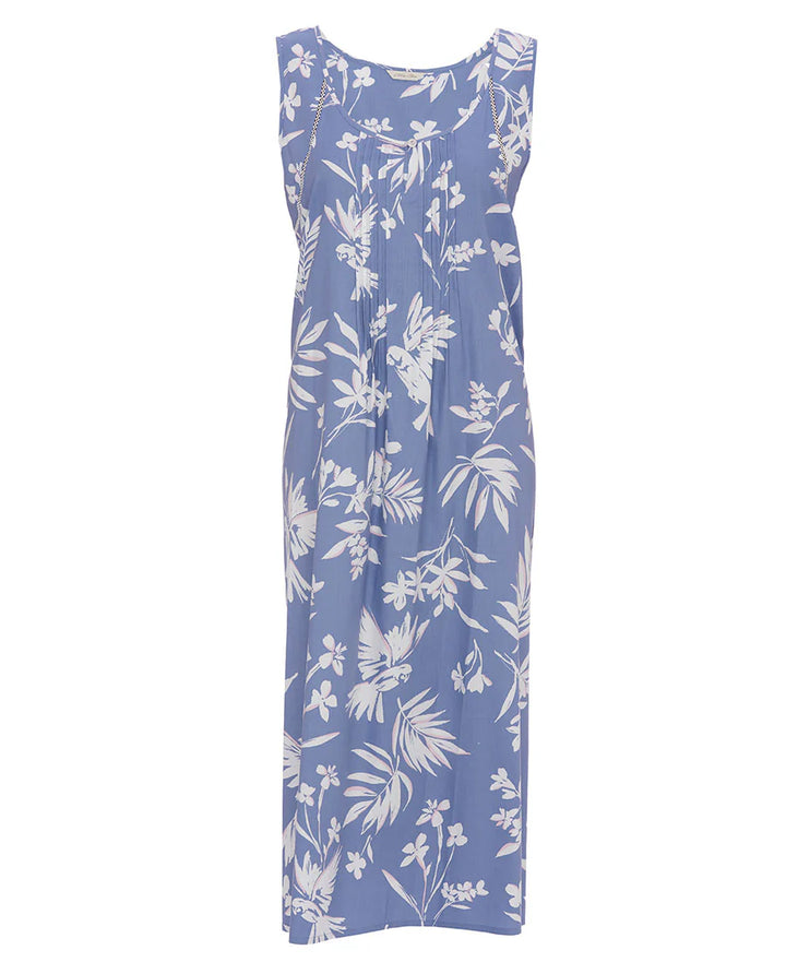 Brooke Lace Detail Bird Print Long Nightdress