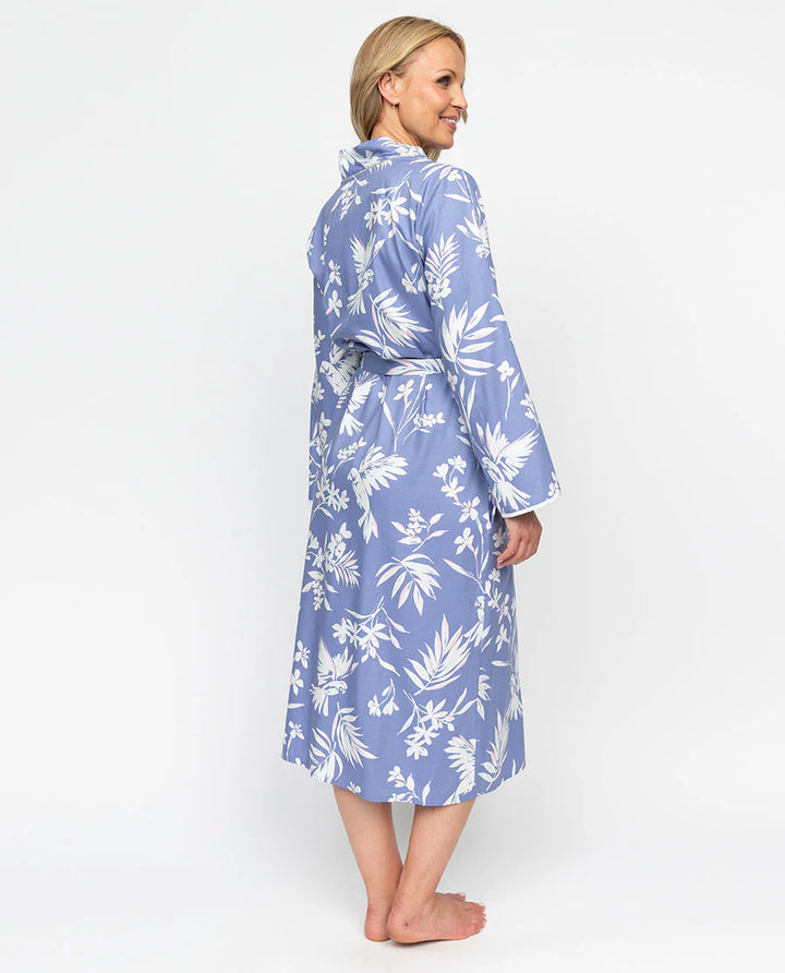 Brooke Lace Detail Bird Print Long Dressing Robe