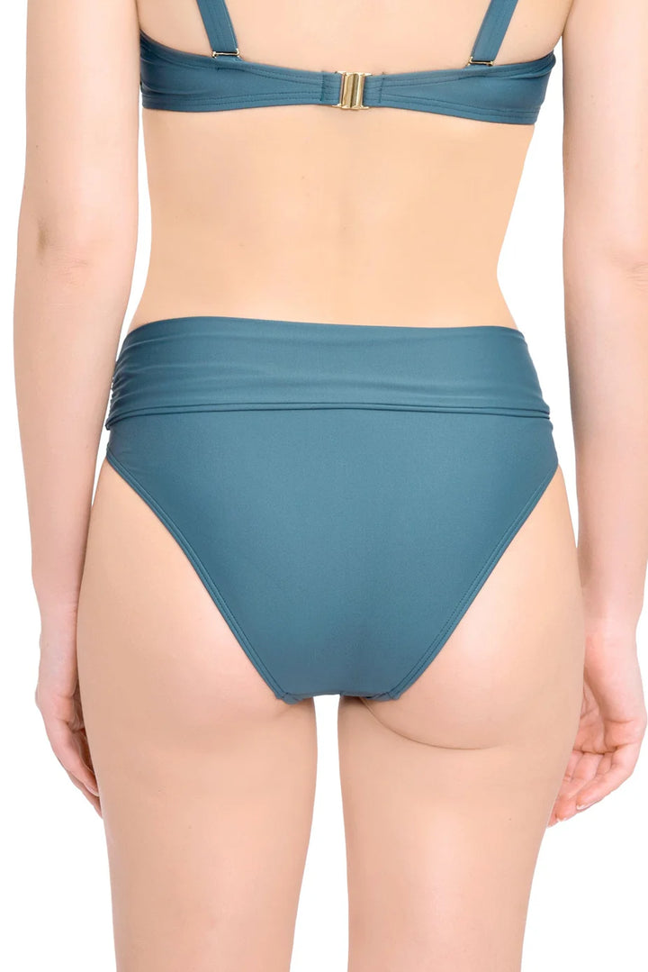 Deep Jade Ruched Waistband Swim Bottom