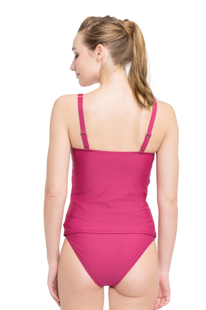 Core Solid DD/E Cross Front Tankini - Sangria