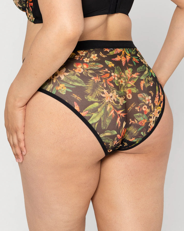 Sheer Mesh High Cut Brief - Dragonfly Garden