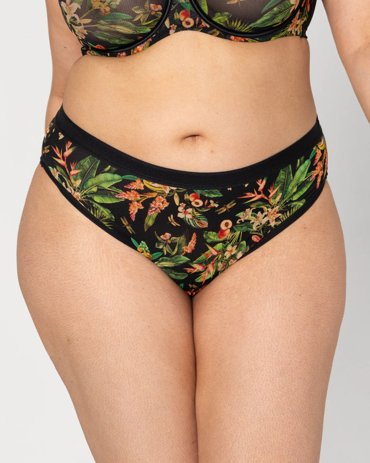Sheer Mesh High Cut Brief - Dragonfly Garden