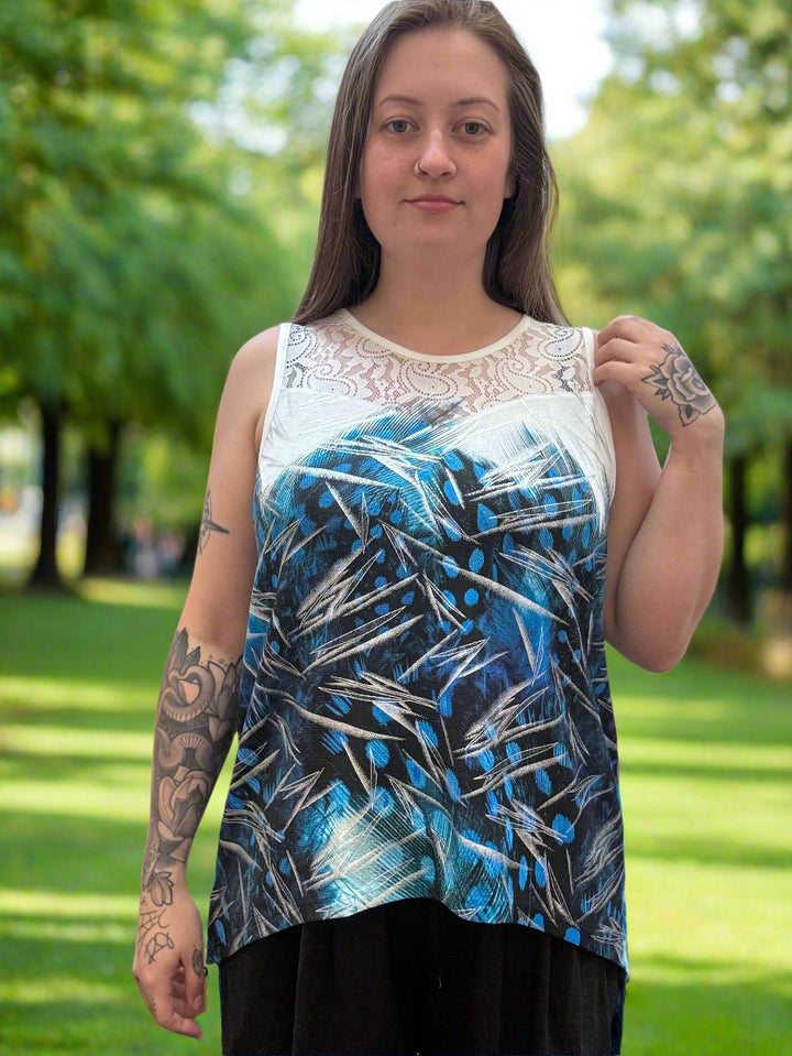 Hi-Low Printed Sleeveless Top