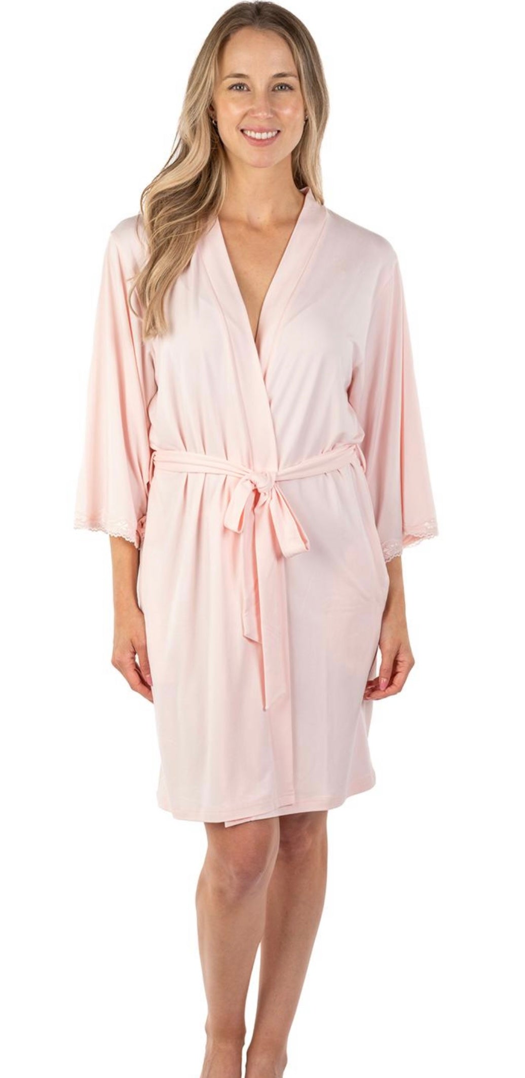 Ditsy Floral Solid Pink Robe