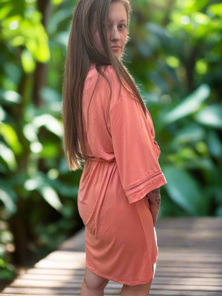 Burnt Coral Kimono w/ Waistband Tie