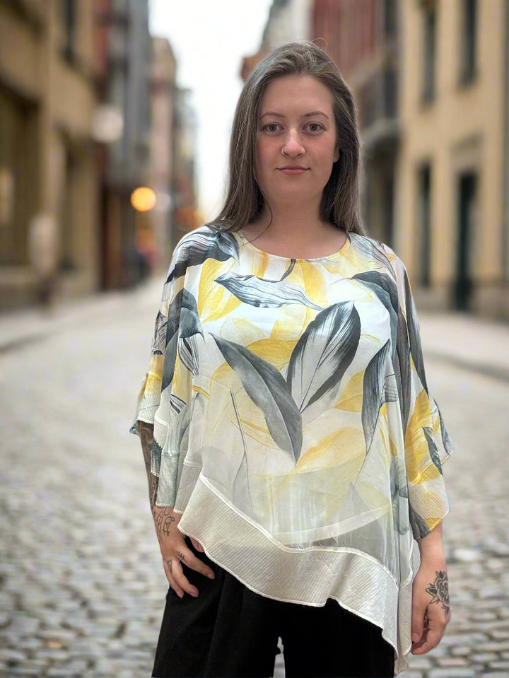 Sleeveless Printed Chiffon Handkerchief Blouse
