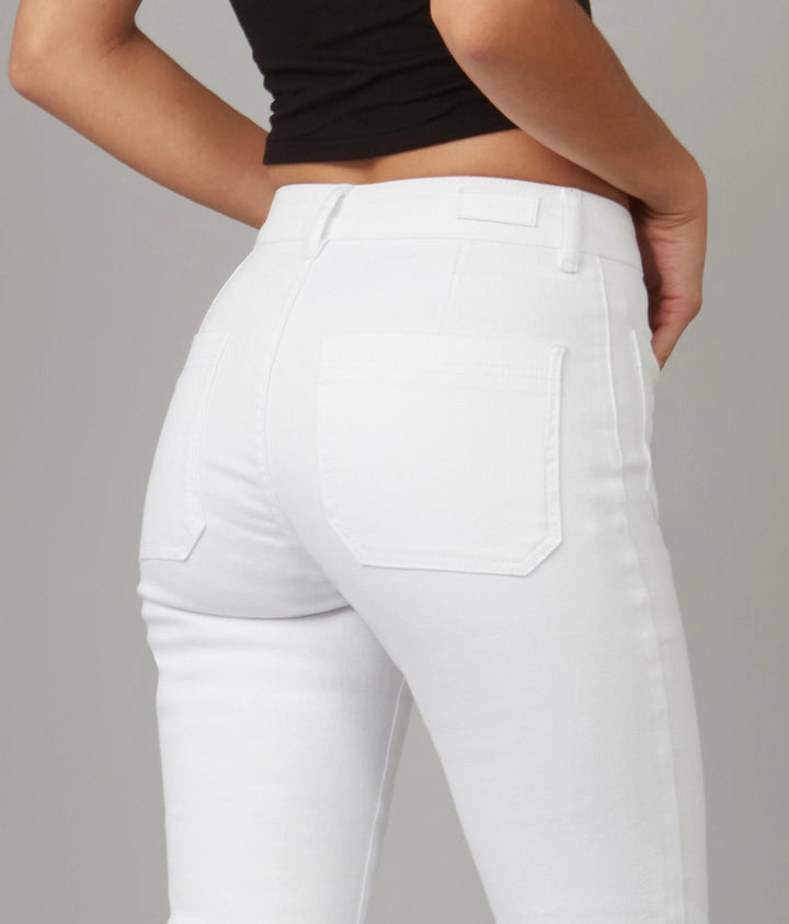Alice High-Rise Wide Flared Jeans - White