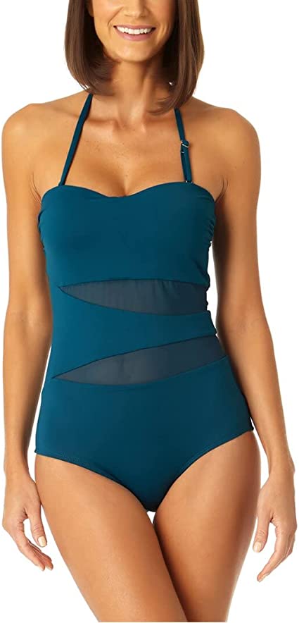 Meshing Around Strapless Swimsuit - Deep Sea Blue