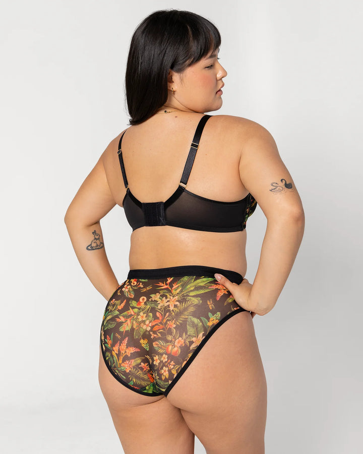 Sheer Mesh High Cut Brief - Dragonfly Garden