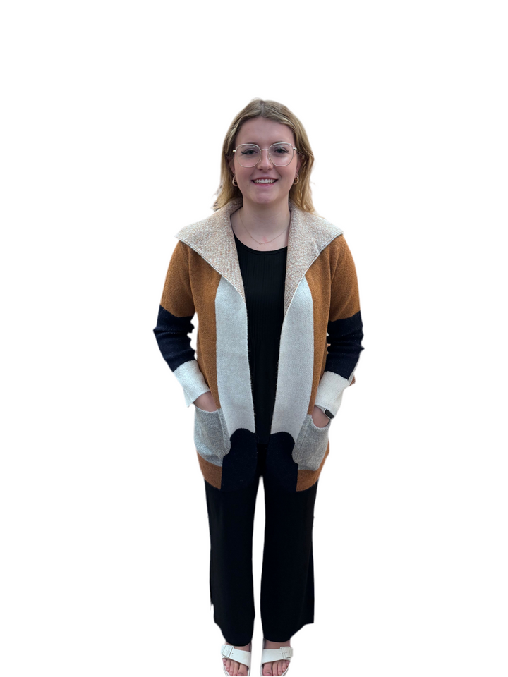 Colourblock Open Cardigan - Size X-Large