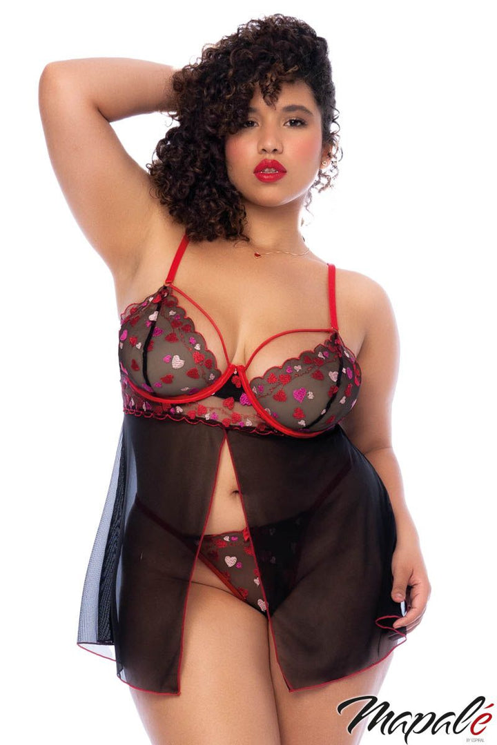 Mapale Heart Mesh Babydoll