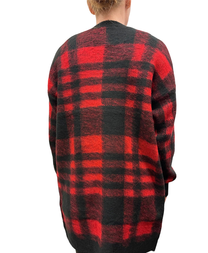 Buffalo Plaid Open Front Cardigan - Size Small