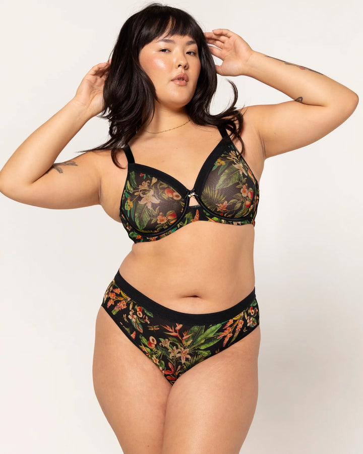 Sheer Mesh Full Coverage Unlined Underwire Bra - Dragonfly Garden