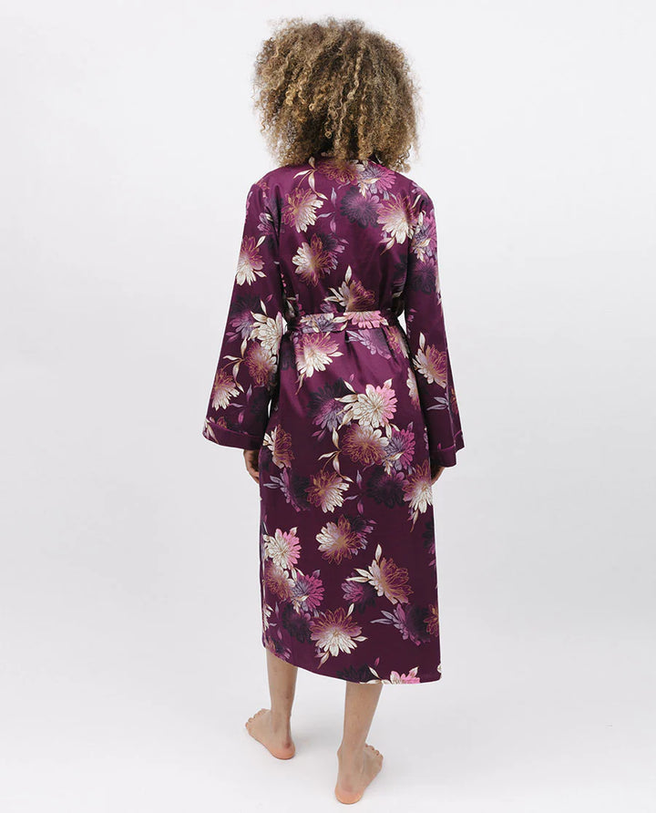 Eve Floral Print Long Wrap Robe
