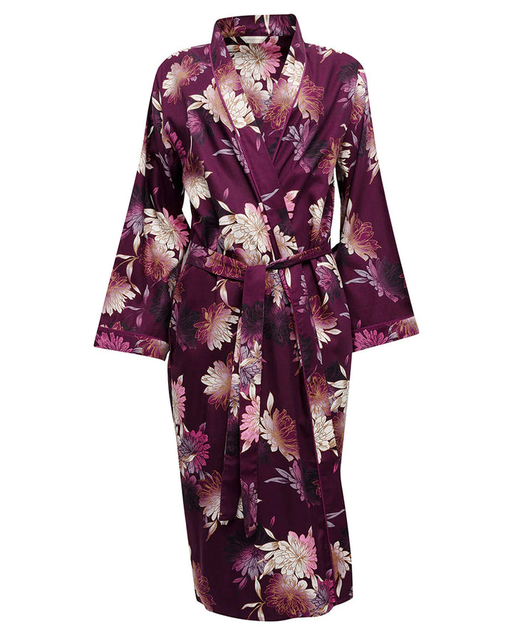 Eve Floral Print Long Wrap Robe