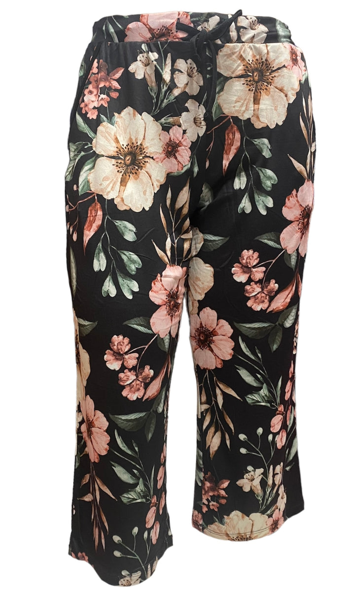 Morning Garden Wide Leg Capri - Botanical Floral
