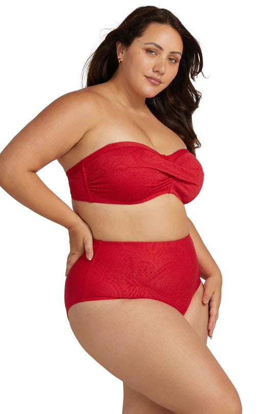 La Traviata Renoir High Waist Swim Bottom - Crimson