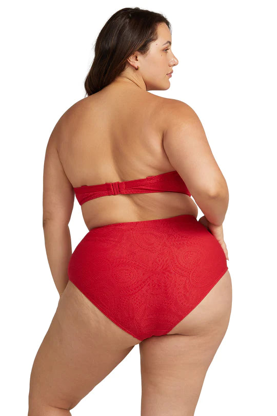 La Traviata Renoir High Waist Swim Bottom - Crimson
