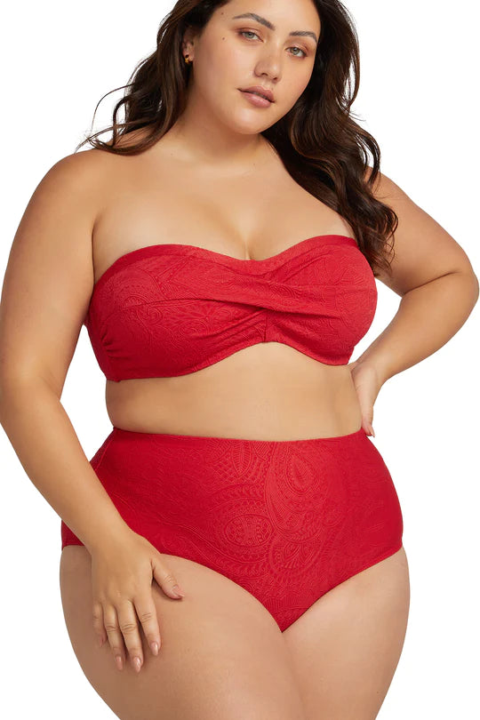 La Traviata Renoir High Waist Swim Bottom - Crimson