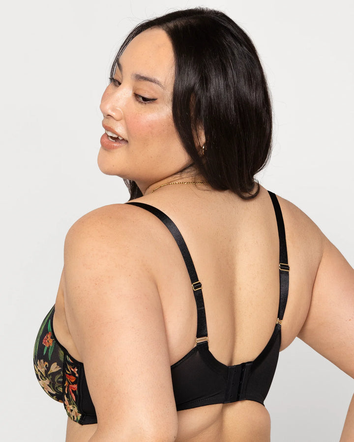 Sheer Mesh Full Coverage Unlined Underwire Bra - Dragonfly Garden