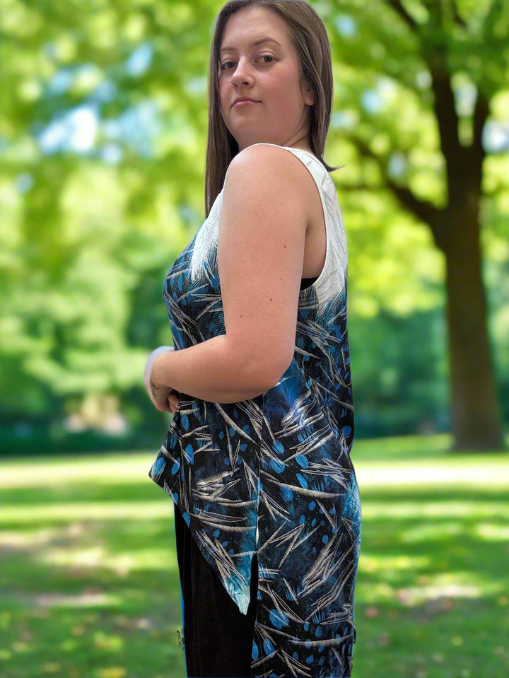 Hi-Low Printed Sleeveless Top