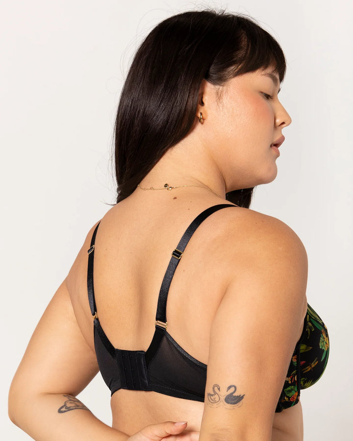 Sheer Mesh Full Coverage Unlined Underwire Bra - Dragonfly Garden