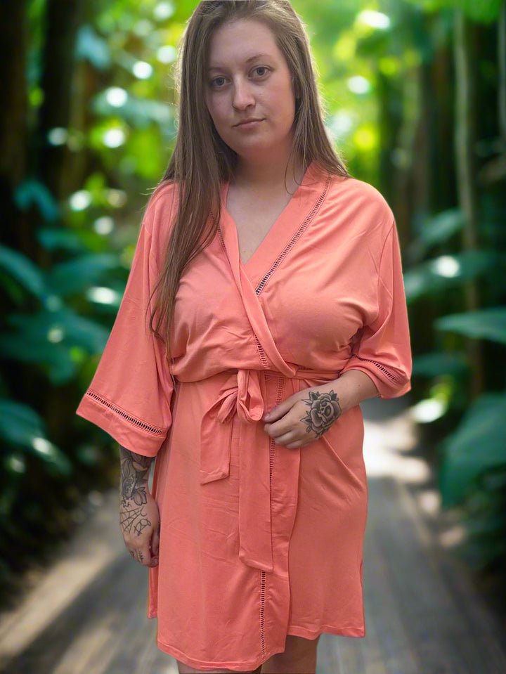 Burnt Coral Kimono w/ Waistband Tie