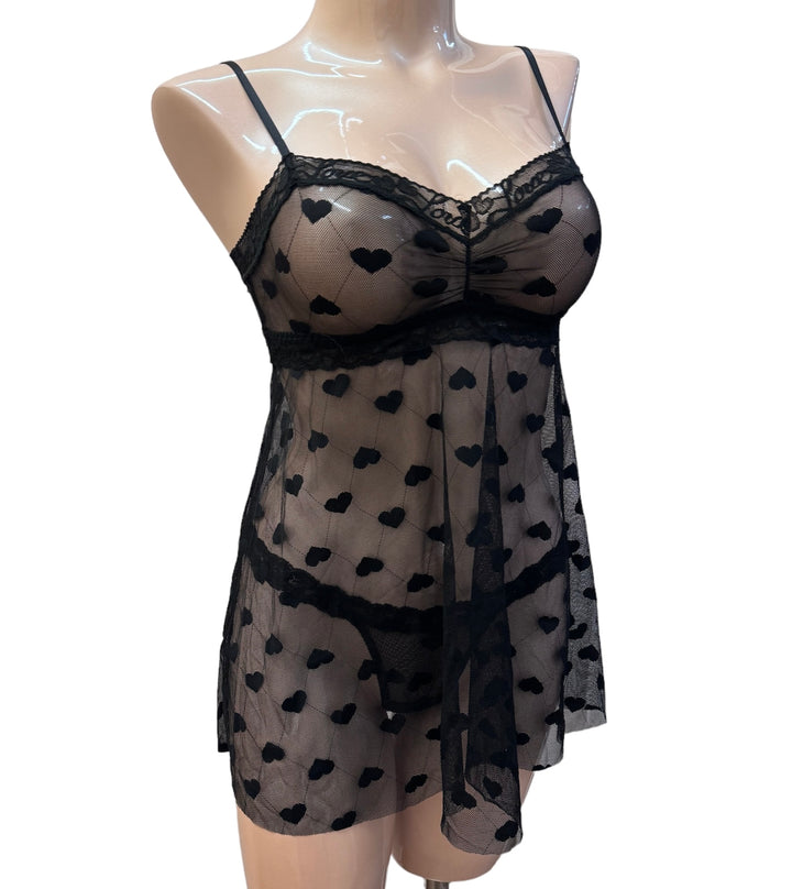 Hanky Panky Sweetheart Mesh Babydoll - Size Large