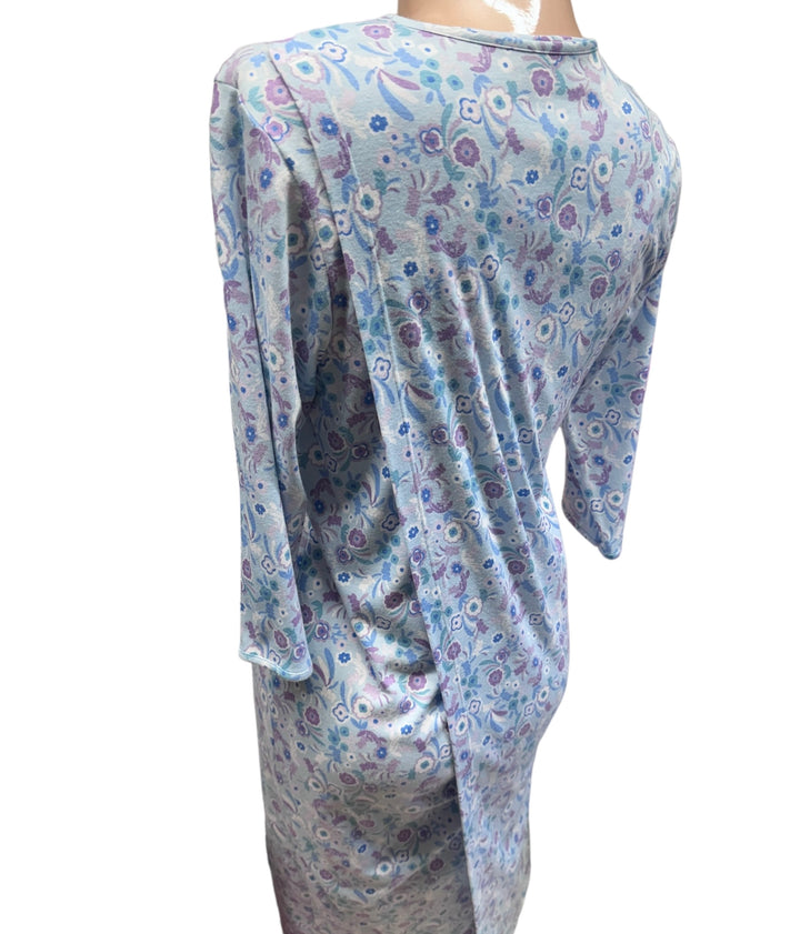Blue Floral Hospital Gown - Size Small