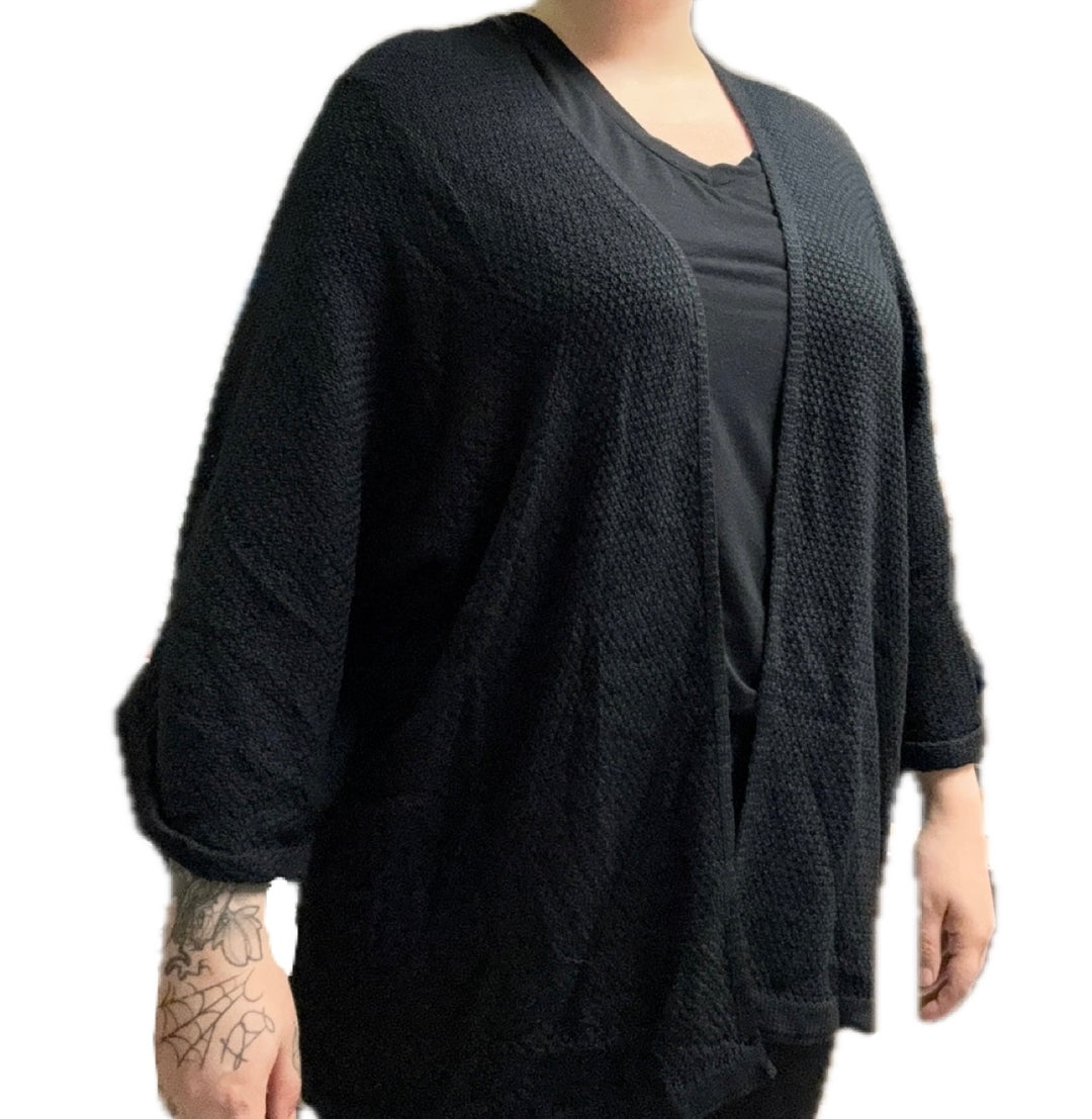 Open Front Short Cardigan - Black