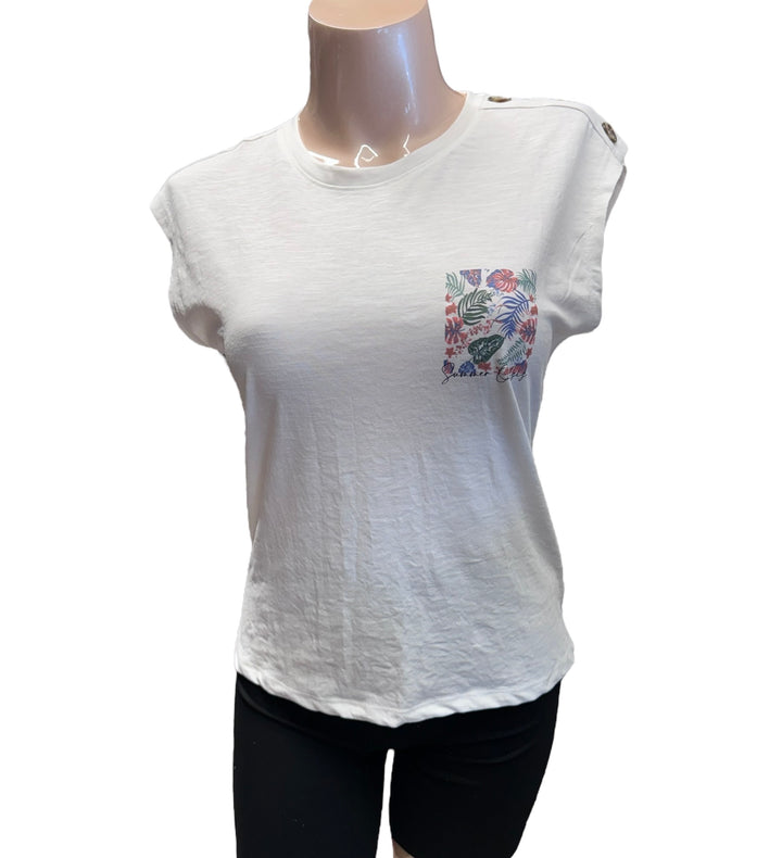 Botanical Oasis Extended Sleeve Top - Off White