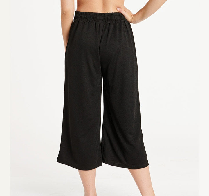Plus Size Cover Up Gaucho Pant W/Sash - Black