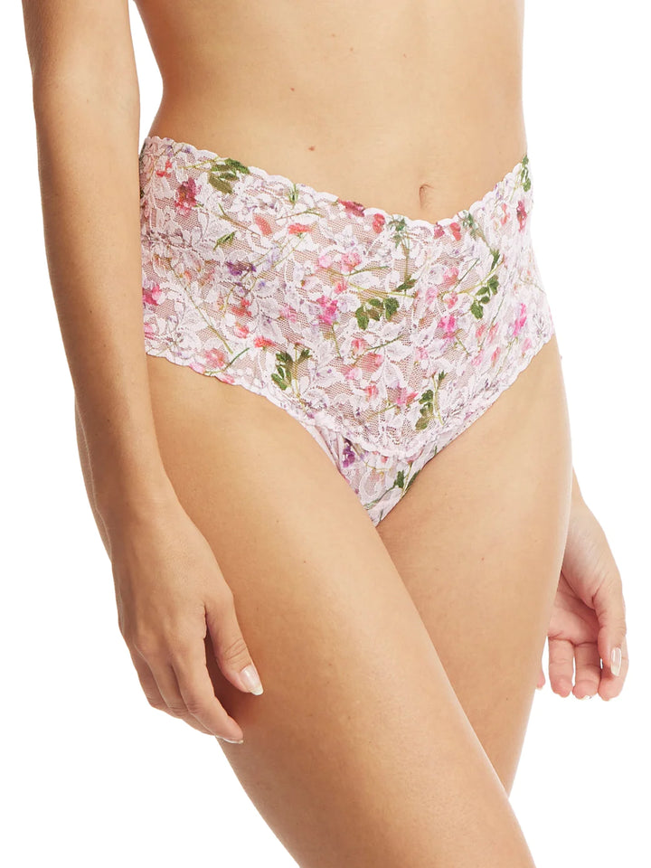 Hanky Panky Printed Retro Lace Thong - Rise & Vines