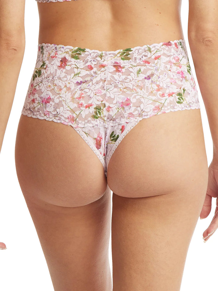 Hanky Panky Printed Retro Lace Thong - Rise & Vines
