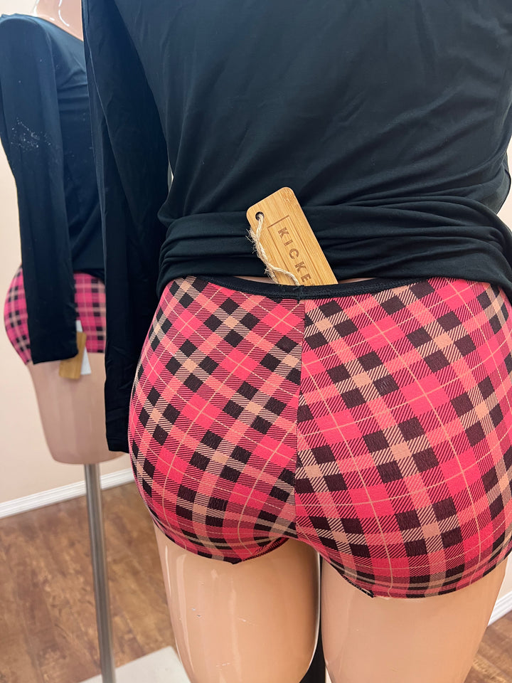 Women's Print Boy Short Underwear - 90's Plaid - Size Medium