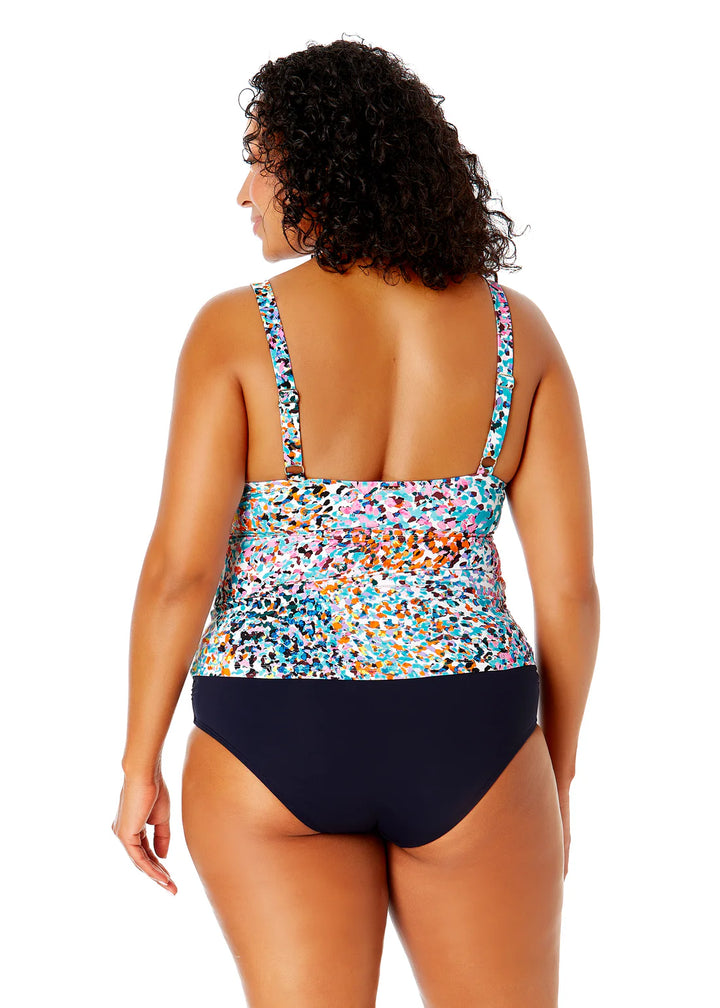 Sunset Dot Hidden Underwire Drape Front Tankini