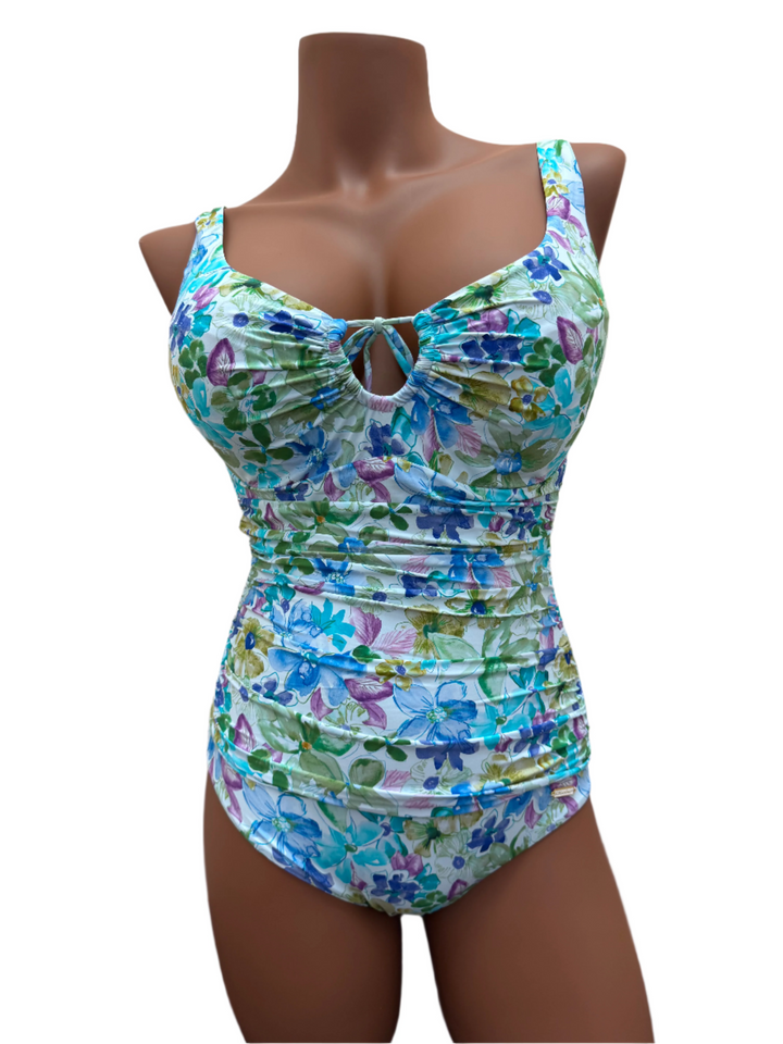 Floral Focus Plus Cup Cross Front One-Piece Swimsuit - Size 8