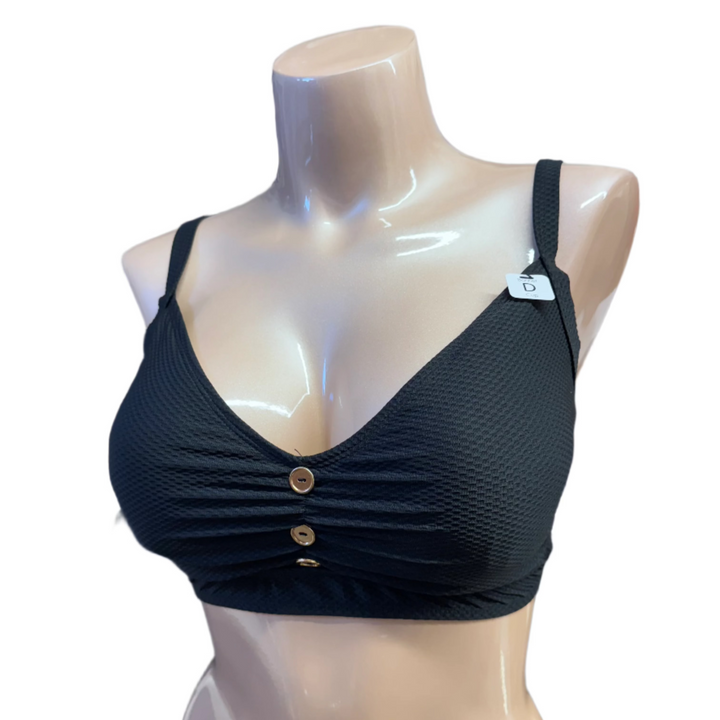 Honeycomb D Cup Bikini Top W/Button