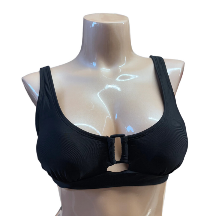 Morning Blossom Bikini Top w/ Ring - Black