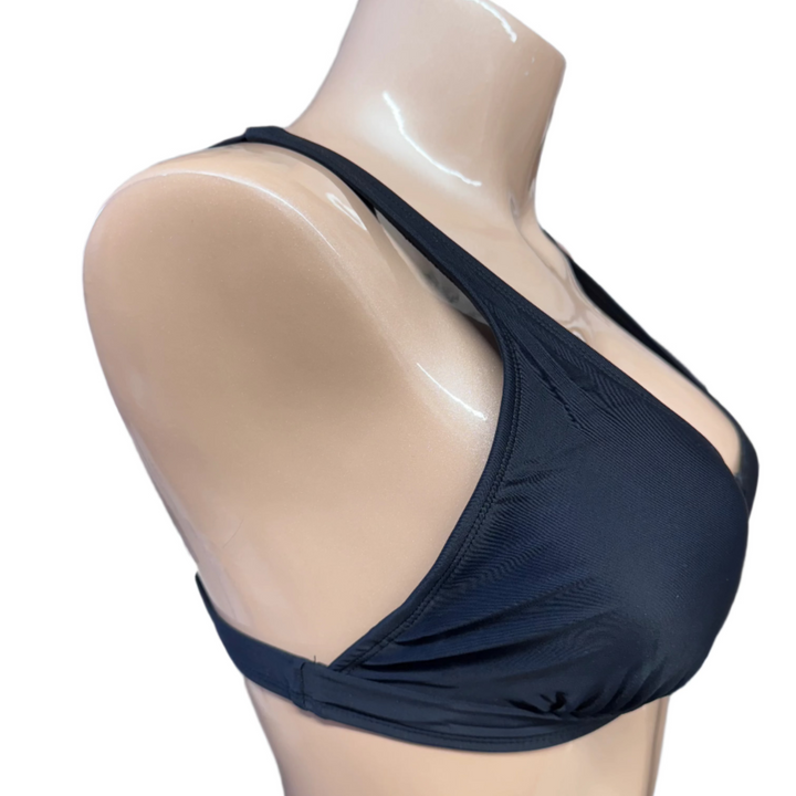 Morning Blossom Bikini Top w/ Ring - Black