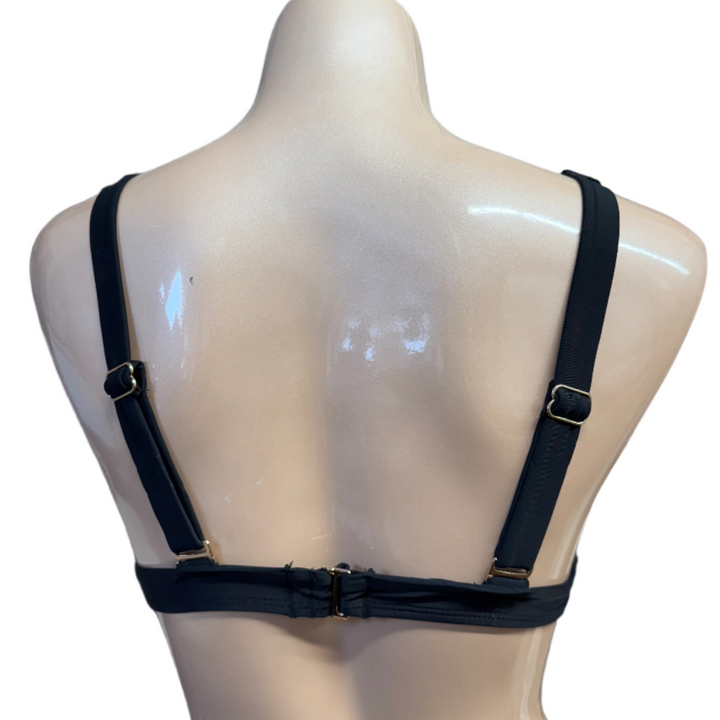 Morning Blossom Bikini Top w/ Ring - Black