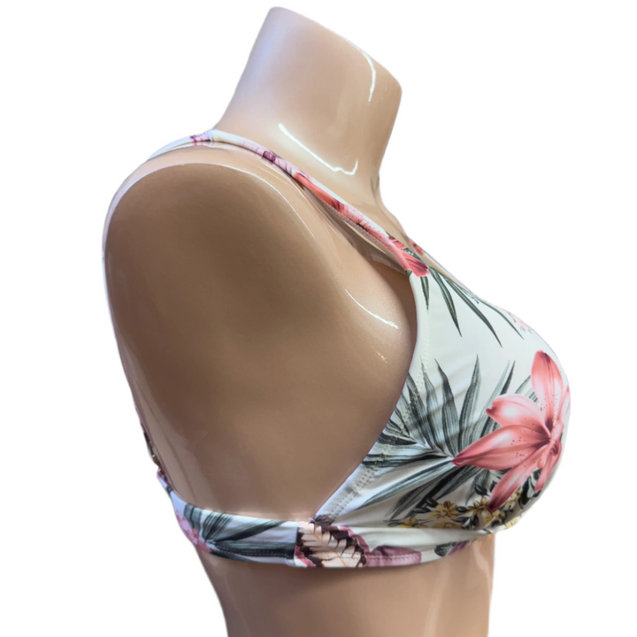 Morning Blossom Bikini Top w/ Ring - Off White Blossom